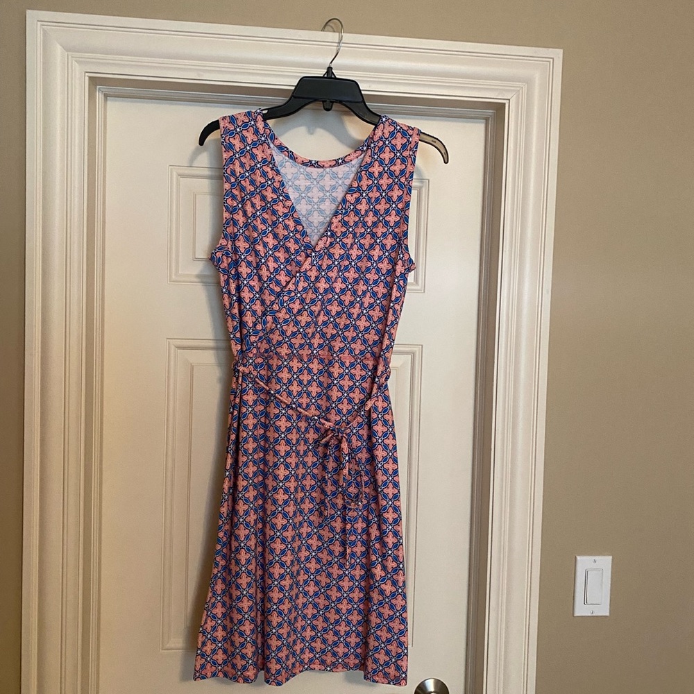 Talbots sleeveless dress size medium blue, pink, white